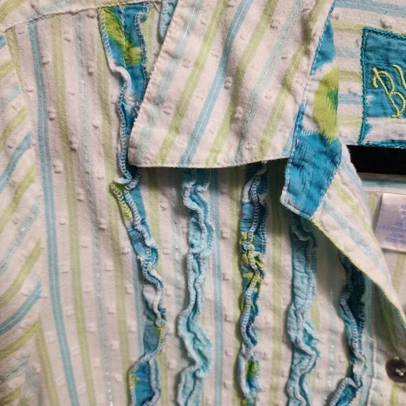 Bleu Bayou Button Down Shirt Women's Large Multicolor 100% Cotton Long Sleeve - Picture 8 of 8